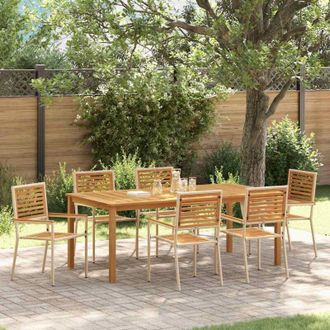 vidaXL Conjunto De Comedor De Jard&iacute;n 7 Pcs Beige Polirat&aacute;n Vidaxl