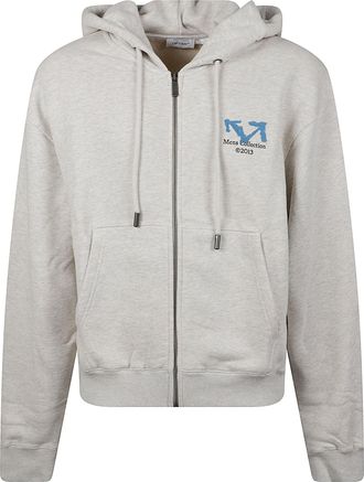 Off-white Blue Half Arrow Full-Zip Cotton Sweatshirt