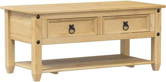 vidaXL Mesa De Centro Cajones Corona Madera Maciza Pino 100x48x45 Cm Vidaxl