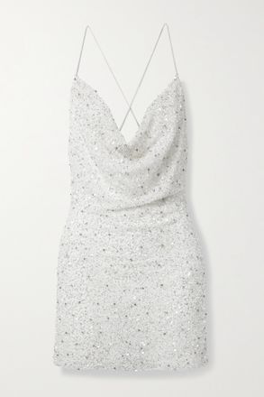 Retrofête Mich Draped Embellished Tulle Mini Dress - White - x small,small,medium,large,x large