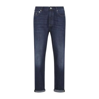 Brunello Cucinelli Blue Straight Fit Logo Jeans