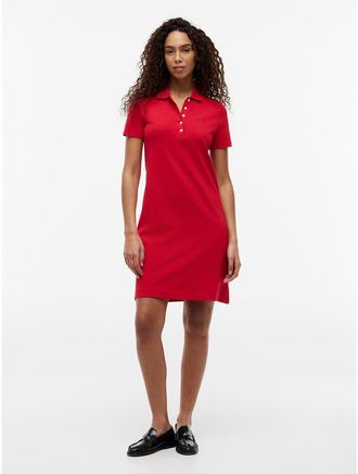 Tommy Hilfiger Womens Regular Fit Stretch-Cotton Polo Dress - Red - XXL