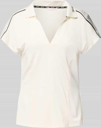 Liu Jo Regular Fit Poloshirt mit Label-Schriftzug in Offwhite, Gr&ouml;&szlig;e L