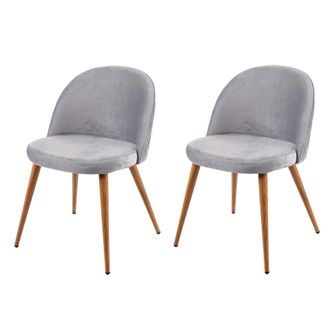 Hhg Nunca Usado] Lote De 2 Sillas De Comedor Hhg 097, Silla Silla De Cocina Dise&ntilde;o Retro A&ntilde;os 50, Terciopelo, Gris Claro