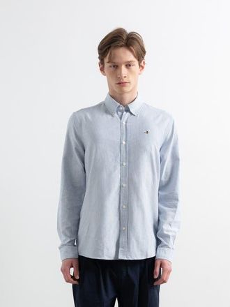 Edmmond Studios Duck Logo Striped Oxford Shirt in Plain Light Blue at Nordstrom, Size Xx-Large