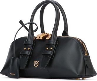 Pinko Womens Bowling Shoulder Bag Black Calfskin Leather