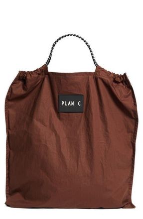 Plan C Cotton Shopper Tote in Coffee at Nordstrom