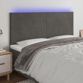vidaXL Cabecero Con Luces Led Terciopelo Gris Oscuro 200x5x118/128 Cm Vidaxl