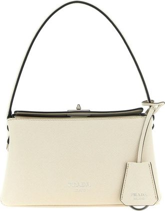 Prada Midi Handtas - Dames - Tassen - Wit - Maat: ONE Size Zijde