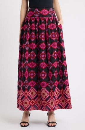 Ciebon Deana Embroidered Cotton Skirt in Magenta Multi at Nordstrom Rack, Size X-Small