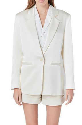 endless rose Relaxed Satin Blazer in Champagne at Nordstrom, Size Small