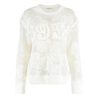 Max Mara Farea Katoenen Trui met Ronde Hals - Dames - Ronde hals truien - Wit - M - Katoen - Truien & Vesten