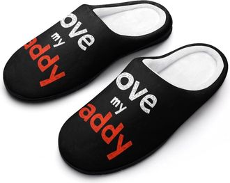 Generic I Love My Daddy Mens House Slippers Memory Foam Washable Cotton Slip on Home Shoes