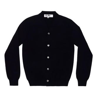 Comme Des Gar&ccedil;ons FW25 x Invader Double Pixel Heart Cardigan Navy AZ-N088-051-2