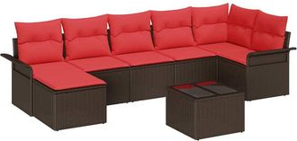 vidaXL Conjunto De Sof&aacute; De Jard&iacute;n 8 Uds. Marr&oacute;n Rat&aacute;n Sint&eacute;tico Vidaxl
