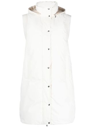 PESERICO beaded-trim padded down gilet - White