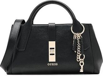 Guess Brooke High Society Satchel Satchel Womens Handbags Black, Polyurethane