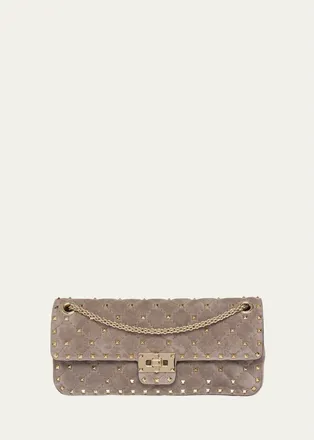 Valentino Garavani Quilted Rockstud Suede Shoulder Bag