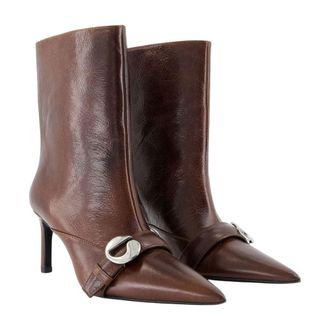 Coperni Womens Leather Belt-Detail Boot Brown Calfskin