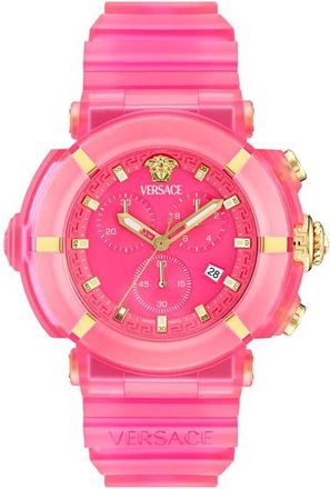 Versace Real Active Chronograph Bracelet Watch, 45mm in Pink Ecoceramic at Nordstrom