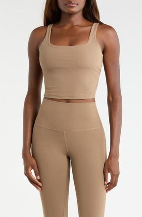 Lord & Taylor Crop Rib Tank Top in Caribou at Nordstrom, Size X-Small