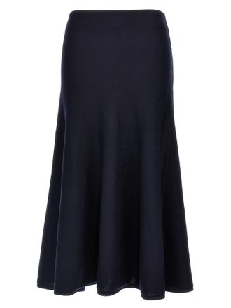 Khaite Blue Wool Midi Womens Skirt