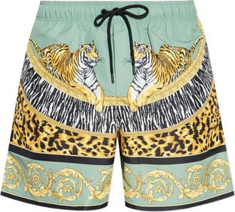 Versace Costume da bagno con stampa e coulisse - Verde