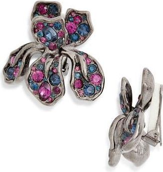Kenneth Jay Lane Iris Clip-On Earrings in Sapphire at Nordstrom Rack