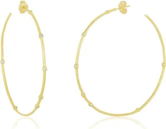 Melinda Maria Inside Out Station Hoop Earrings in Gold/white Diamondettes at Nordstrom