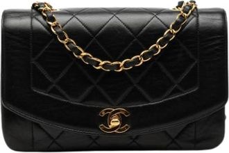 Chanel Pre-owned Quilted Lambskin Crossbody Bag - Dames - Vintage Schoudertas - Zwart - ONE Size - Leer - Vintage