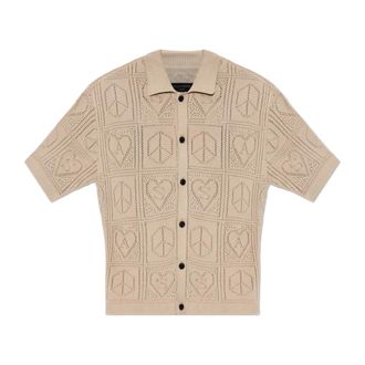 AllSaints Arktx Open Stitch Jacquard Cardigan - Heren - Vesten - Beige - XL - Katoen - Truien & Vesten