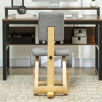 STILVORA Sedia Da Ufficio Ergonomica Inginocchiata Con Schienale E Funzione A Dondolo, Tessuto In Poliestere, Grigia