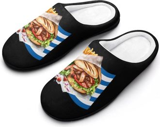 Generic Greek Gyros Mens House Slippers Memory Foam Washable Cotton Slip on Home Shoes