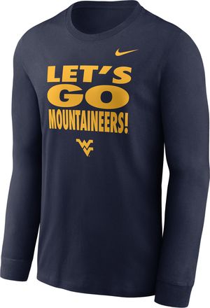 Nike West Virginia Sideline Slogan Nike Mens Dri-FIT College Long-Sleeve T-Shirt in Blue | 02EW41SWVN-H2B