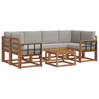 vidaXL Conjunto De Sof&aacute;s De Exterior 7 Pcs Gris Natural Y Claro Vidaxl
