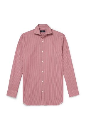 Dunhill Cutaway-Collar Striped Cotton-Poplin Shirt