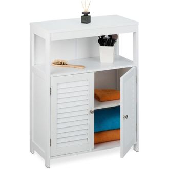 Relaxdays Relaxdays - Bathroom Cabinet, hwd: 80 x 60 x 29 cm, Adjustable Shelf, with 2 Doors, mdf, Washroom Storage Unit, White