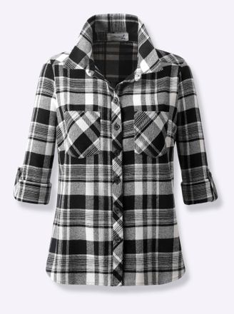 Casual Looks Hemdbluse CASUAL LOOKS, Damen, Gr. 40, beige (ecru, schwarz, kariert), 100% Baumwolle, Blusen Hemdbluse