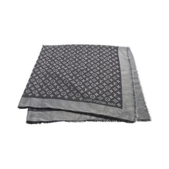 Louis Vuitton Pre-owned Scarves, female, Gray, Size: ONE SIZE Pre-owned Monogram Silk Wool Scarf