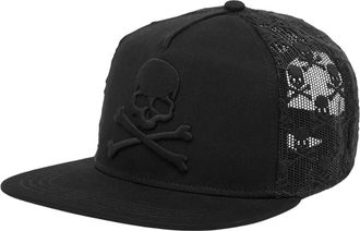 Philipp Plein Baseball Cap Skull & Bones - unisex - Petten - Zwart - ONE Size - Katoen - Accessoires