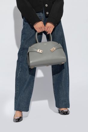 Ferragamo FERRAGAMO Hug Shoulder Bag, Womens, Grey