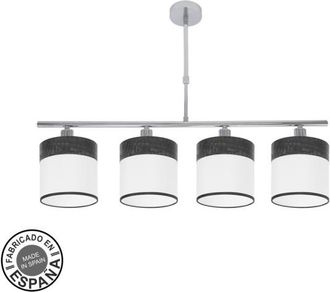 Fabrilamp Fabrilamp - Lampara Cloe 4xe14 Cromo/blanca-madera Negra Regx75x14 Cm
