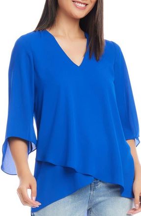 Karen Kane Asymmetrical Crepe Top in Blue at Nordstrom, Size X-Small