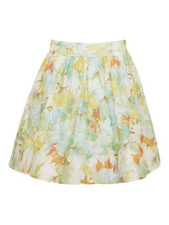 Cara Cara Alba floral-print pleated mini skirt - women - Linen/Flax/Silk - S - Blue