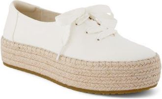 Toms Valencia Lace-Up Platform Espadrille in White at Nordstrom, Size 6.5