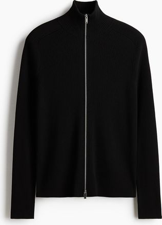 H&M Cardigan mit Frontzipper in Slim Fit - Schwarz