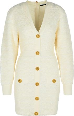 Balmain weiße Wolle Mischkleid
