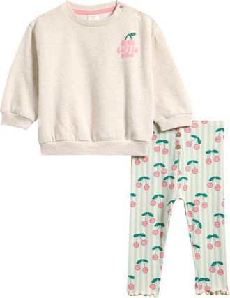 Next Cherry Sweatshirt & Leggings Set in Multi at Nordstrom, Size 9-12M