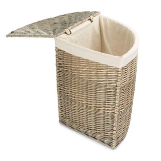 Red Hamper Cotton Lined Antique Wash Wicker Laundry Basket in Brown