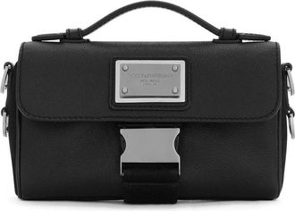 Dolce & Gabbana logo-plaque shoulder bag - men - CALFSKIN/Acrylic/Nylon - One Size - Black